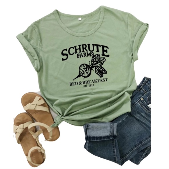 Tops - The office schrute farms graphic tee beets green